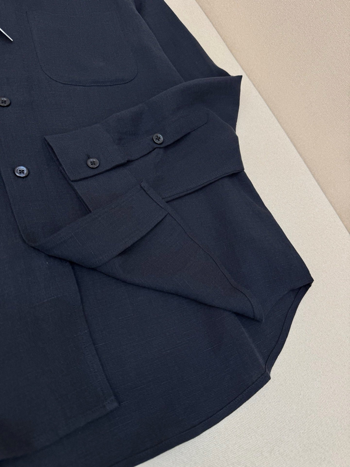 Brown Cotton Camp Collar Long-Sleeve - Men's