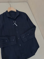 Brown Cotton Camp Collar Long-Sleeve - Men's