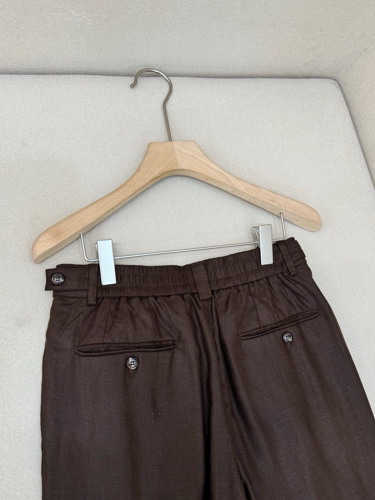 Brown Leather Plain Wide-Leg - Men's