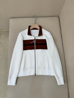 Cream Knit Contrast Panel Blouson - Men's