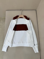 Cream Knit Contrast Panel Blouson - Men's