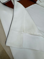 Cream Knit Contrast Panel Blouson - Men's