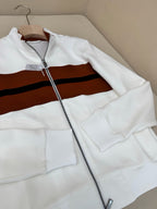 Cream Knit Contrast Panel Blouson - Men's