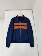 Cream Knit Contrast Panel Blouson - Men's
