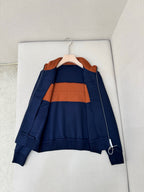 Cream Knit Contrast Panel Blouson - Men's