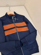 Cream Knit Contrast Panel Blouson - Men's