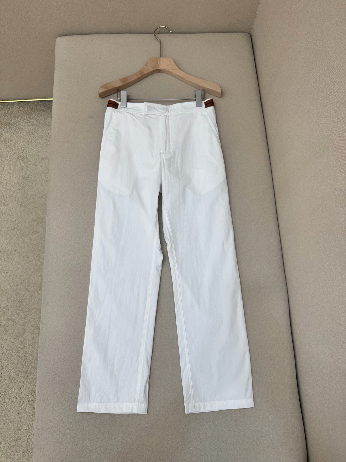 White Cotton Plain Straight - Men's
