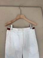 White Cotton Plain Straight - Men's