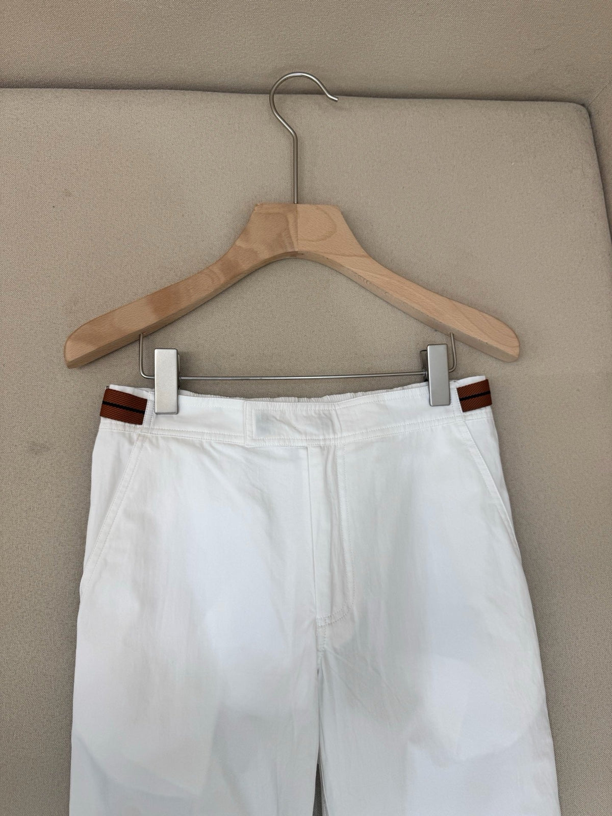 White Cotton Plain Straight - Men's