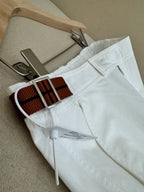 White Cotton Plain Straight - Men's