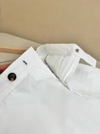 White Cotton Plain Straight - Men's
