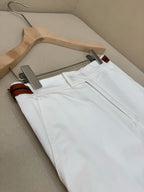 White Cotton Plain Straight - Men's