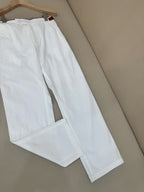 White Cotton Plain Straight - Men's