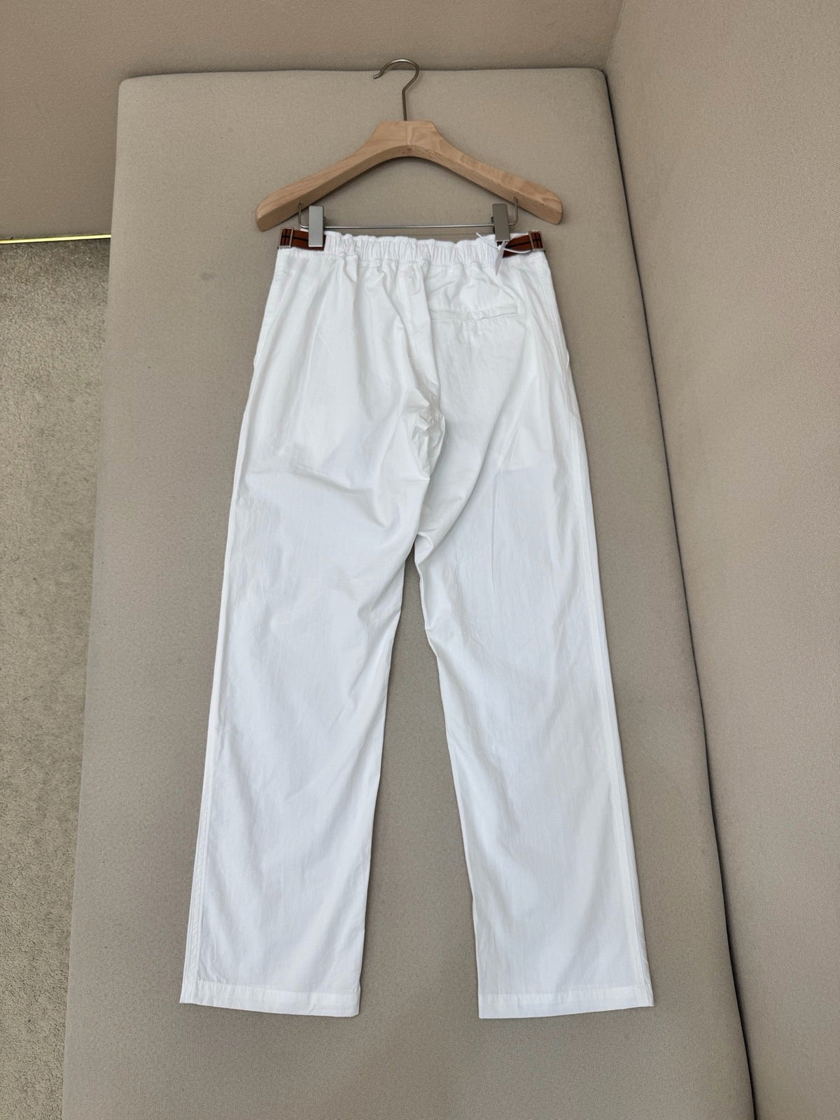 White Cotton Plain Straight - Men's