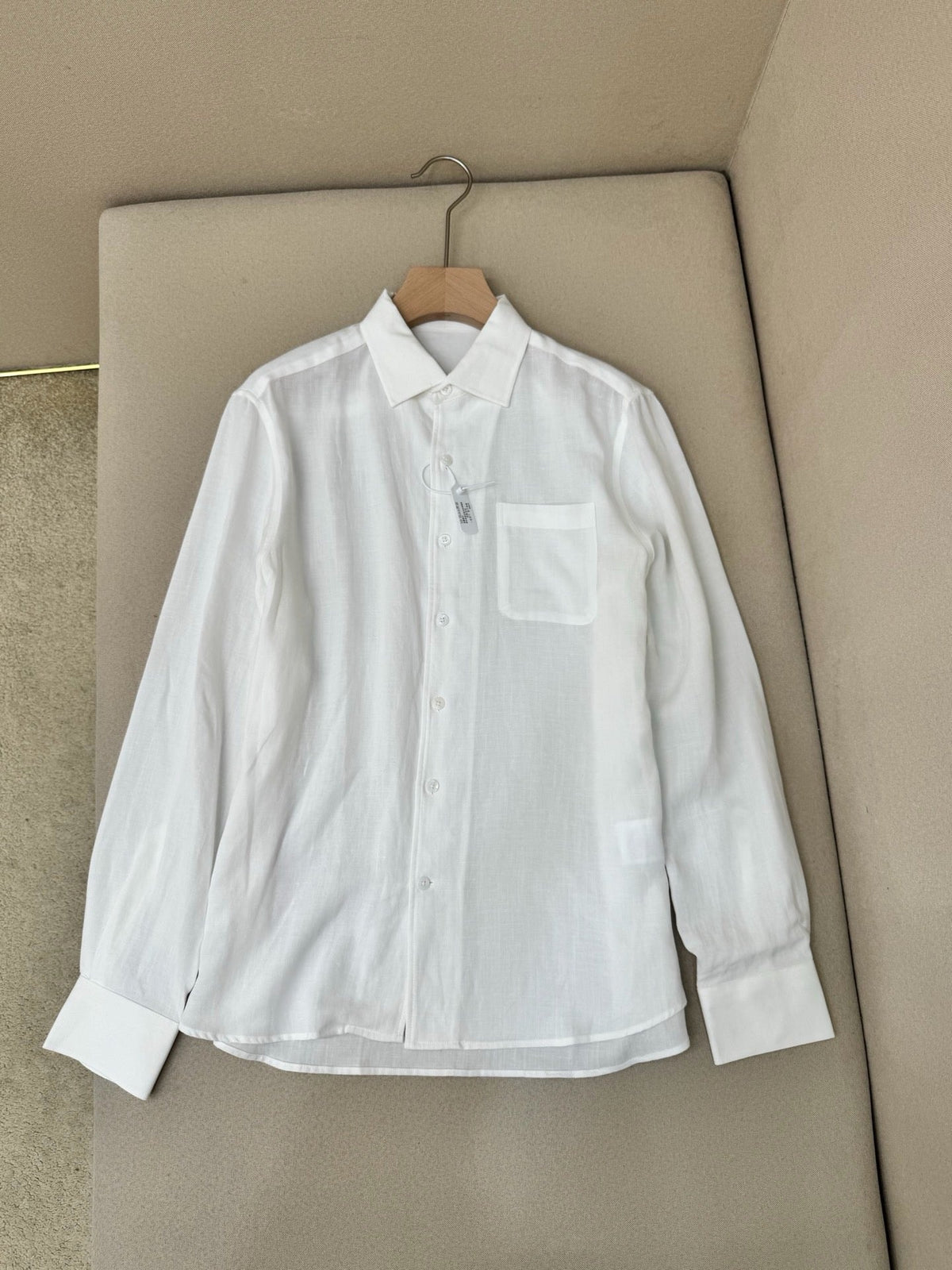 White Cotton Pocket Long-Sleeve - Men's