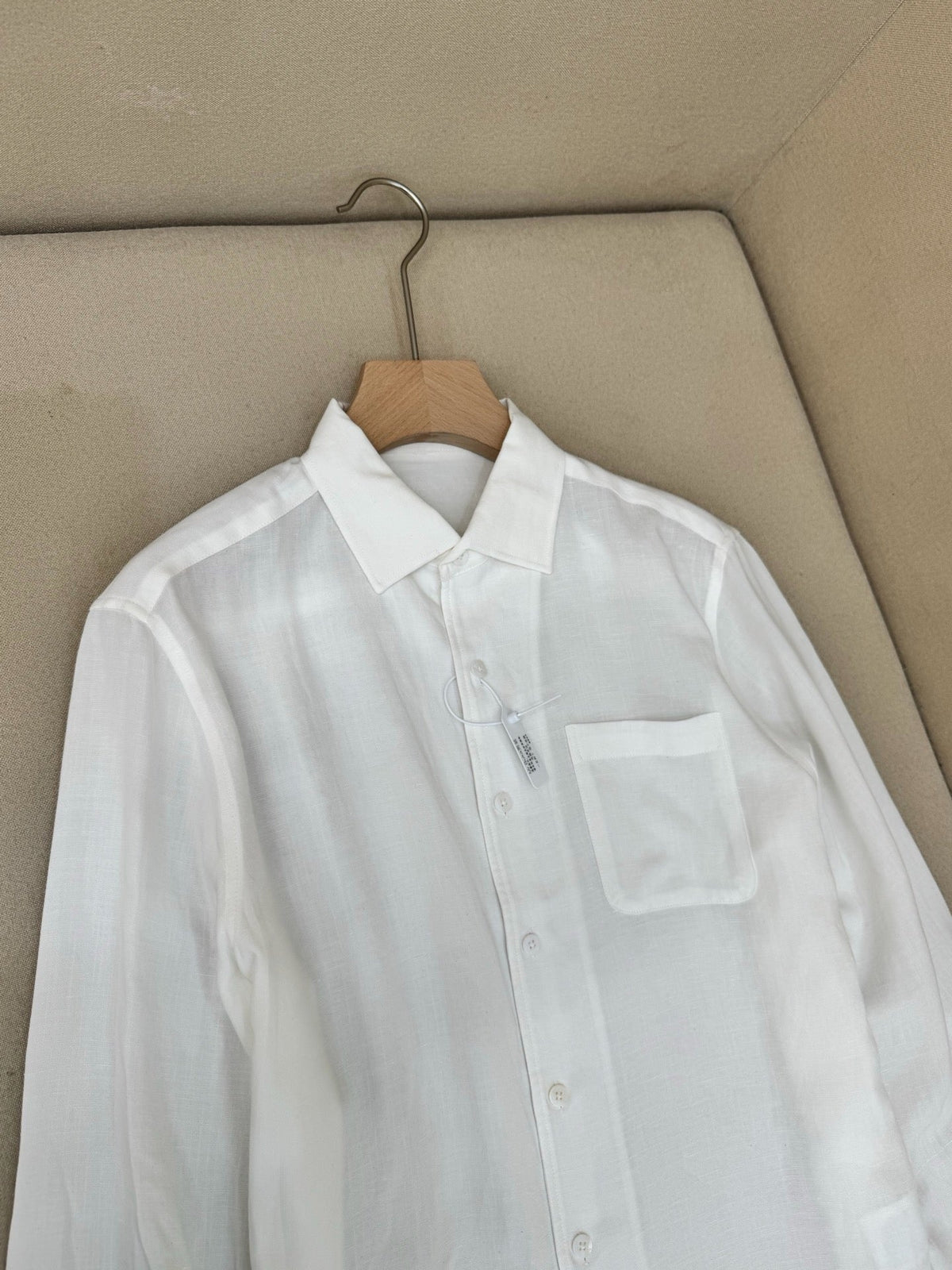 White Cotton Pocket Long-Sleeve - Men's