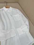 White Cotton Pocket Long-Sleeve - Men's