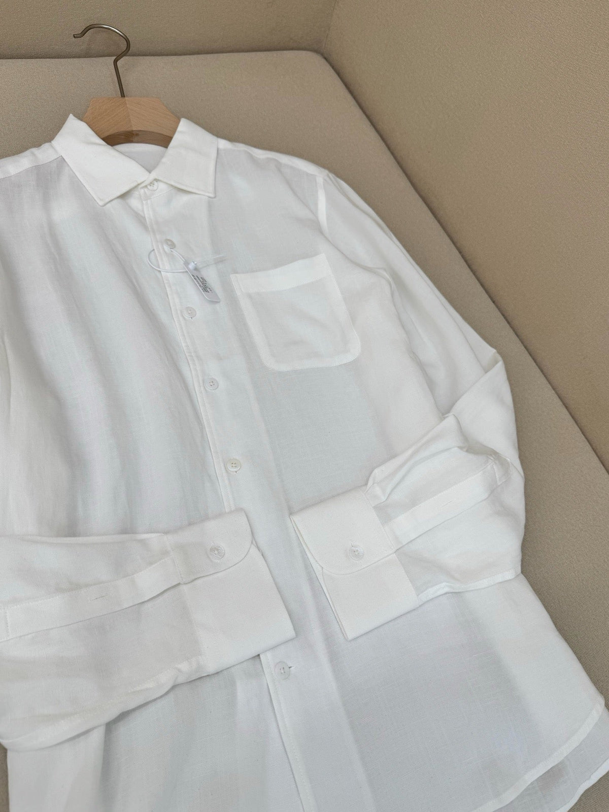 White Cotton Pocket Long-Sleeve - Men's