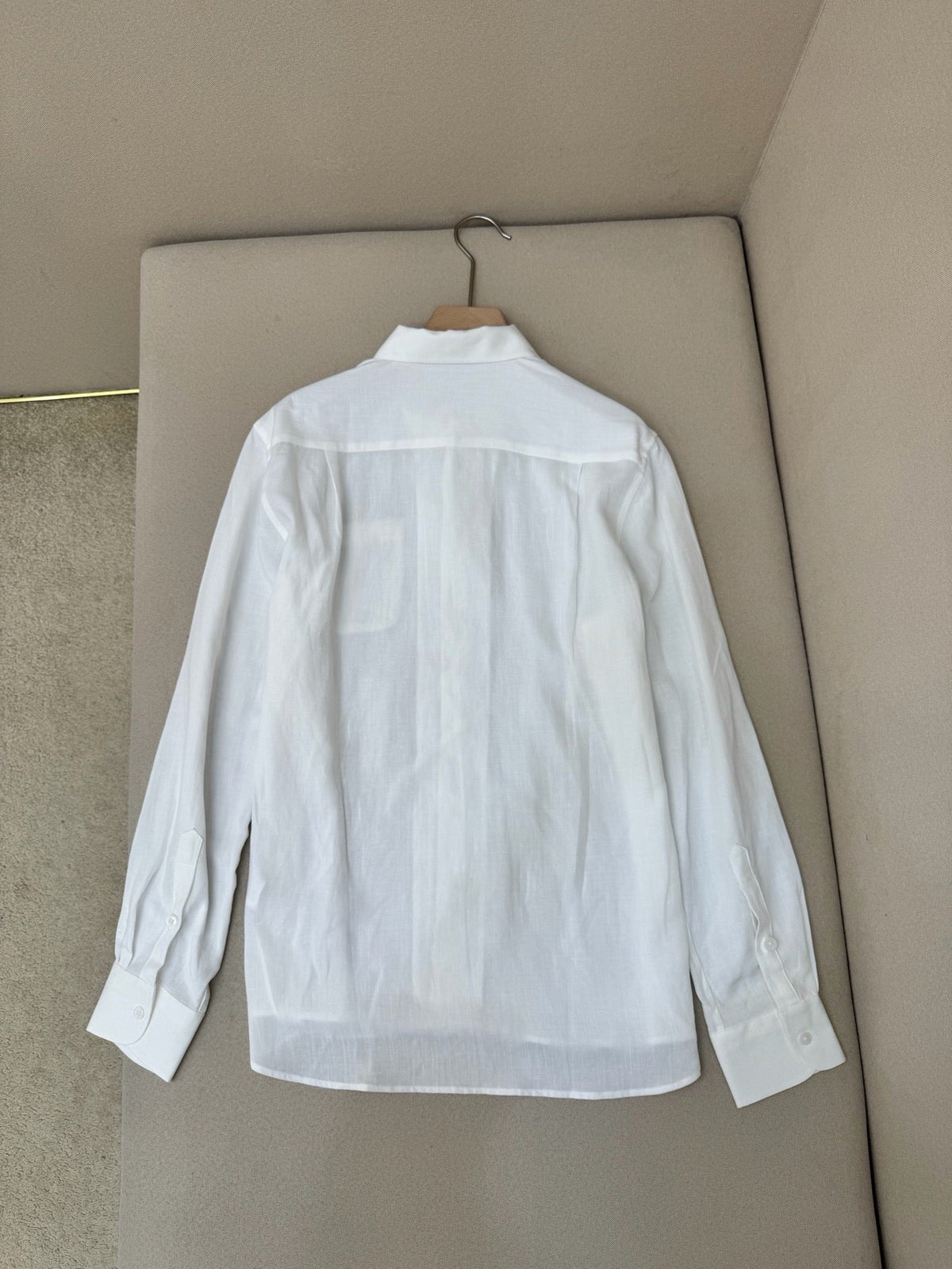 White Cotton Pocket Long-Sleeve - Men's