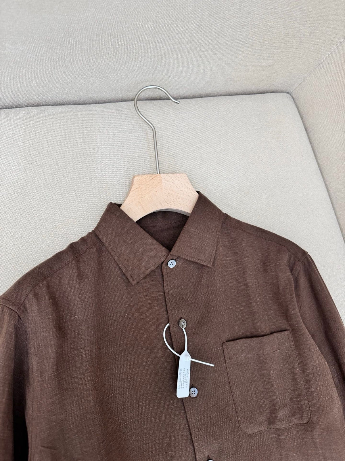 White Cotton Pocket Long-Sleeve - Men's