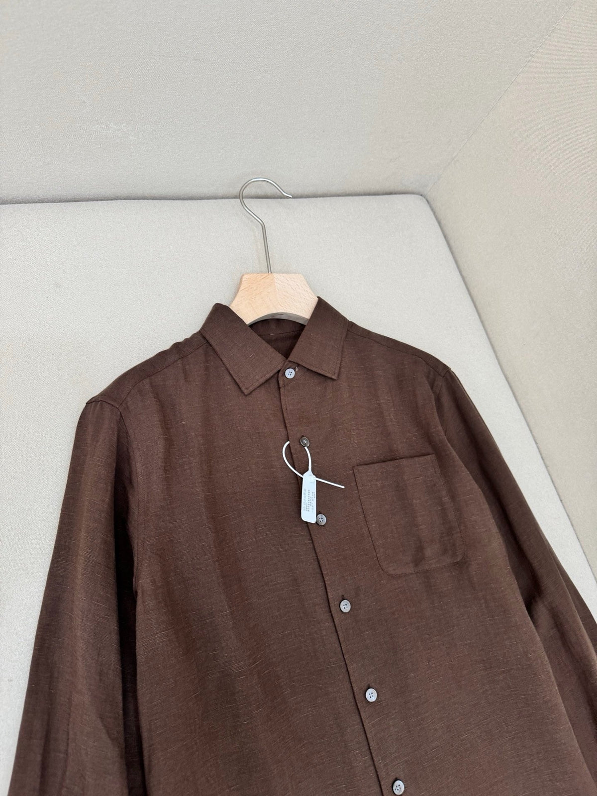 White Cotton Pocket Long-Sleeve - Men's