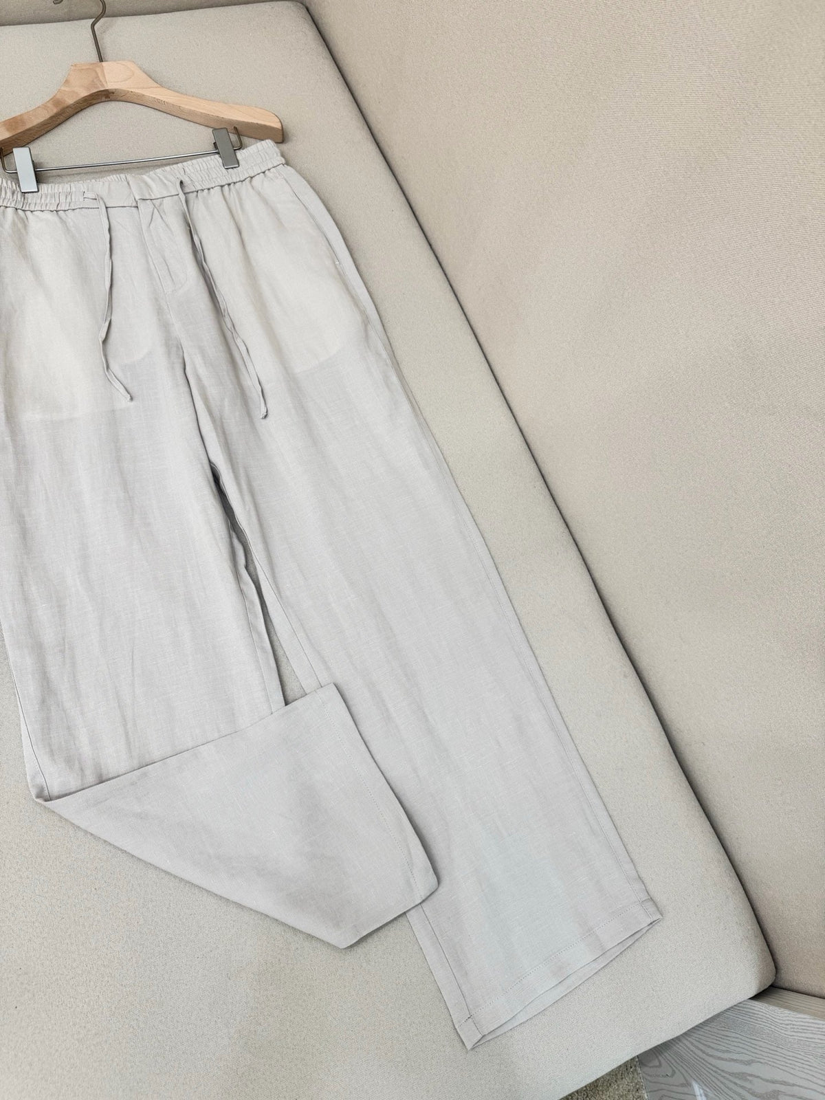 Grey Cotton Plain Wide-Leg - Men's