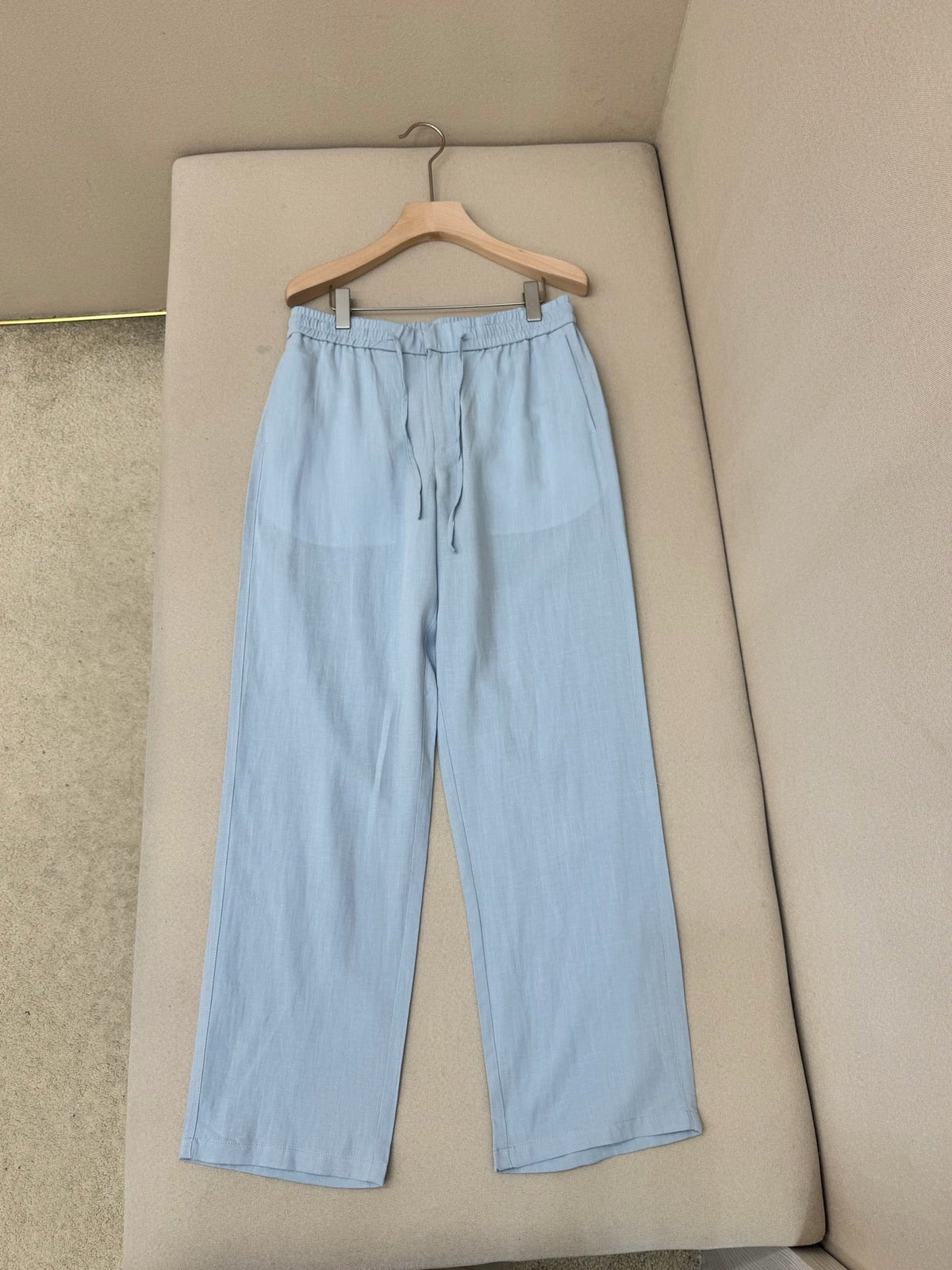 Grey Cotton Plain Wide-Leg - Men's
