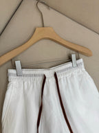 White Cotton Contrast Tie Drawstring - Men's