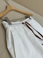 White Cotton Contrast Tie Drawstring - Men's