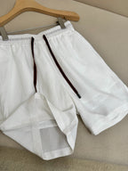 White Cotton Contrast Tie Drawstring - Men's