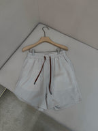 White Cotton Contrast Tie Drawstring - Men's