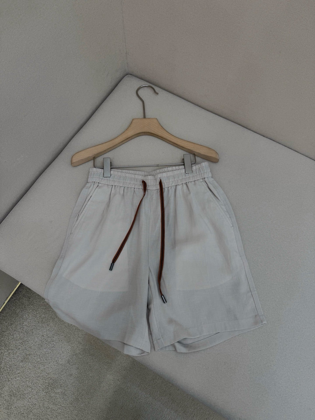 White Cotton Contrast Tie Drawstring - Men's