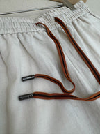 White Cotton Contrast Tie Drawstring - Men's