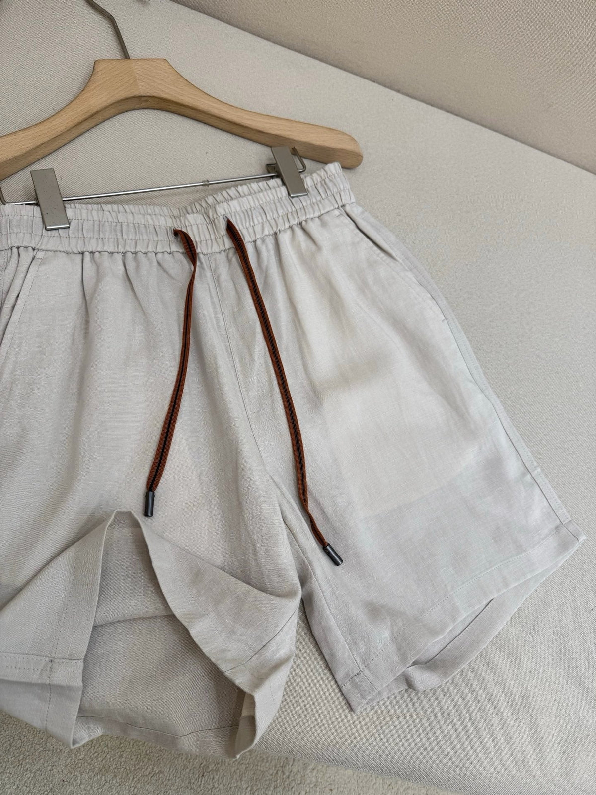 White Cotton Contrast Tie Drawstring - Men's
