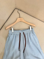 White Cotton Contrast Tie Drawstring - Men's