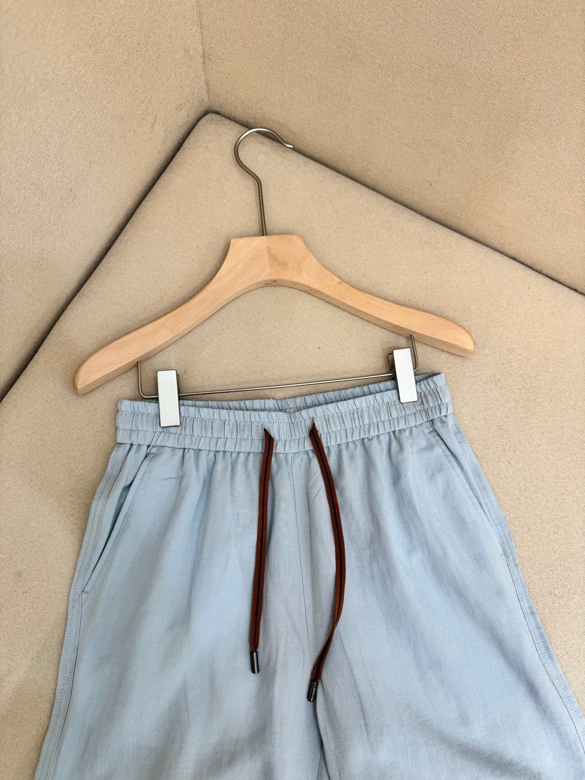 White Cotton Contrast Tie Drawstring - Men's