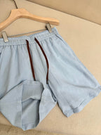 White Cotton Contrast Tie Drawstring - Men's