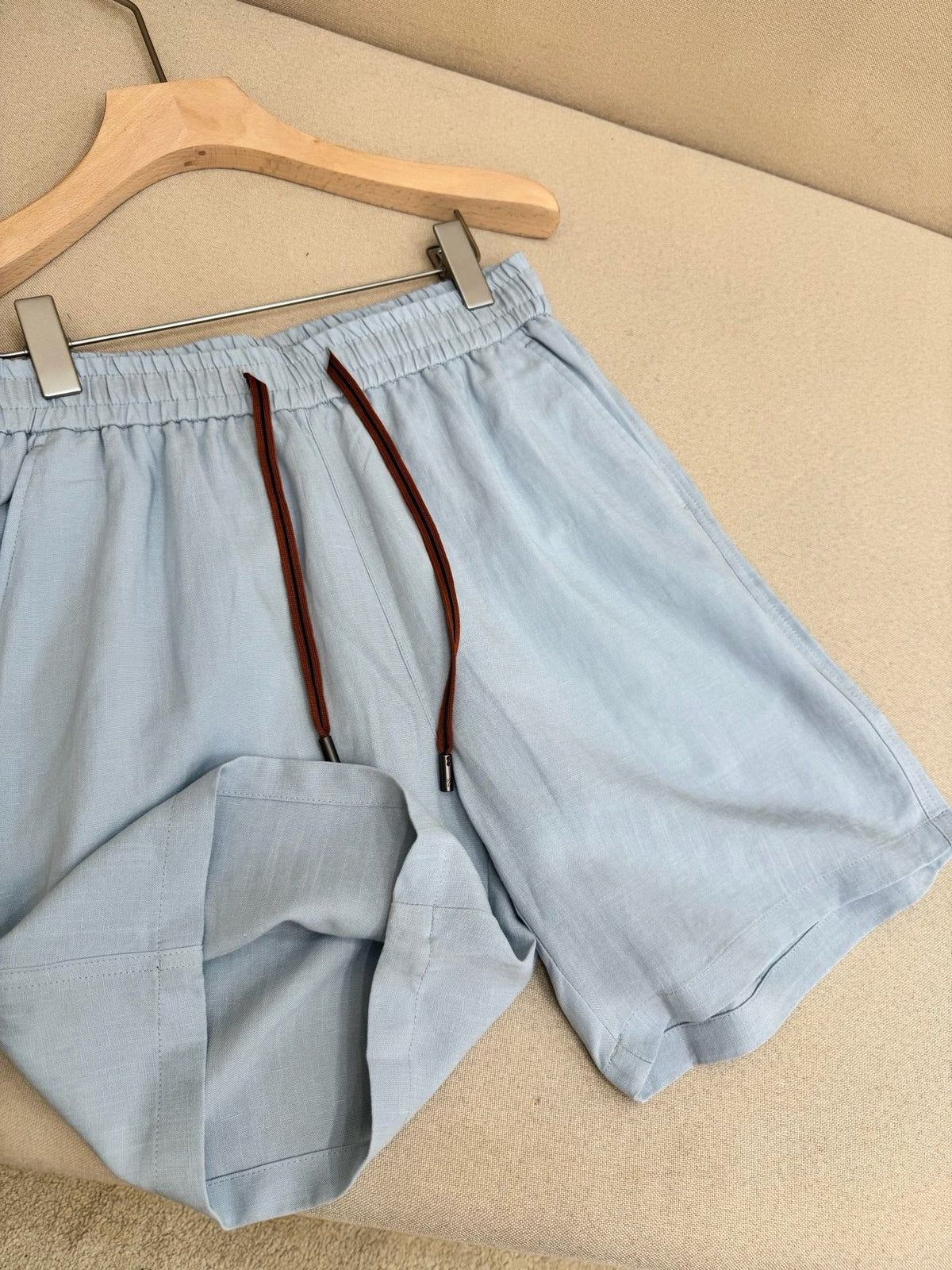 White Cotton Contrast Tie Drawstring - Men's
