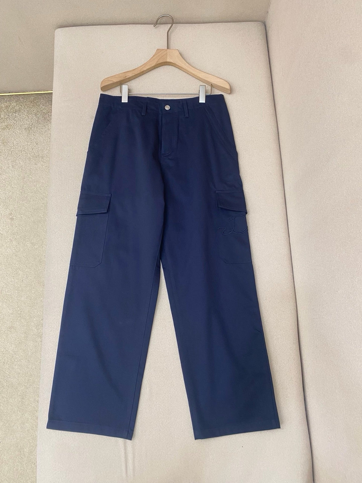 Navy Cotton Wide-Leg Cargo - Men's