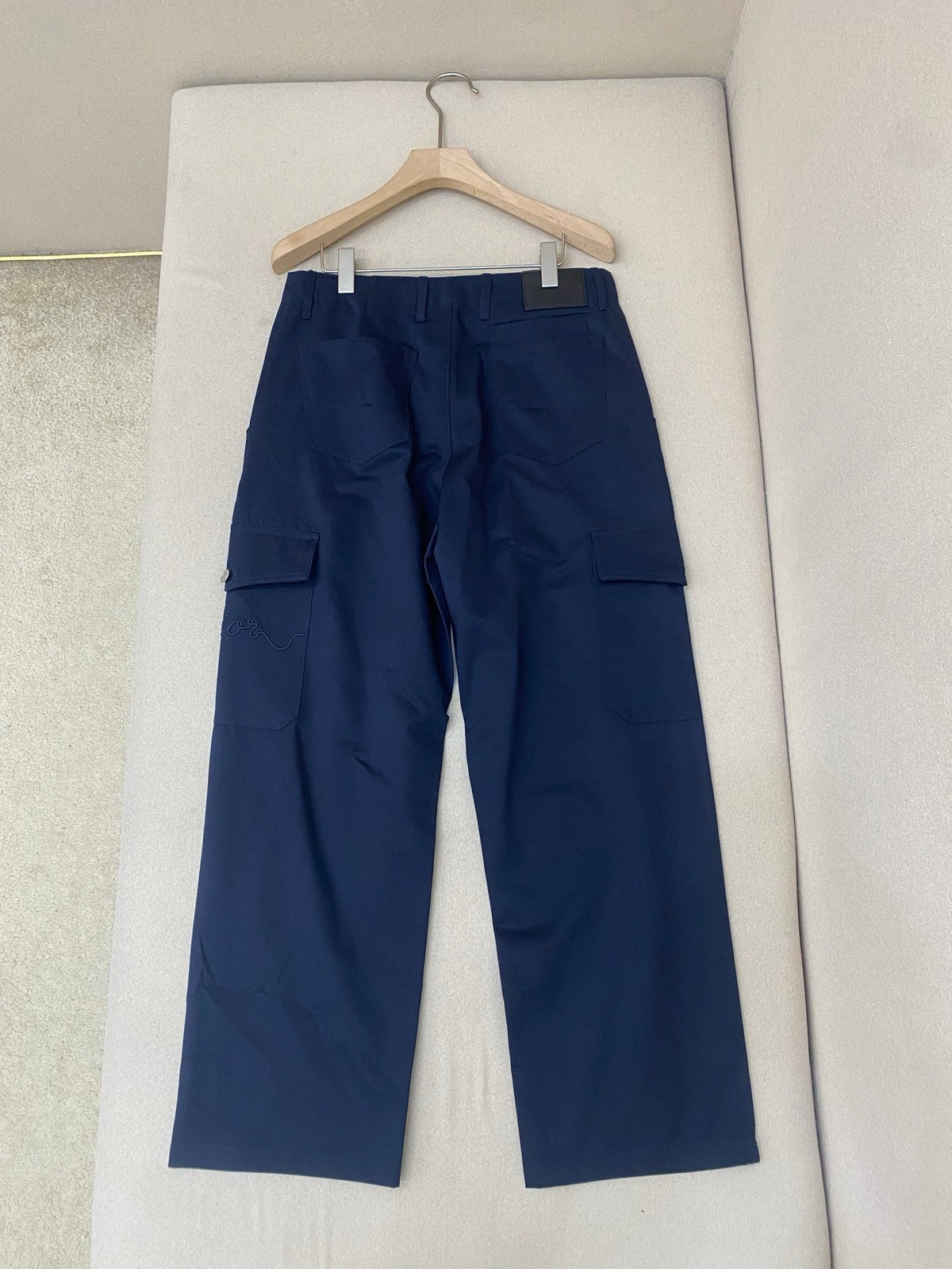Navy Cotton Wide-Leg Cargo - Men's