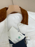 White Denim Contrast Collar Trucker - Men's