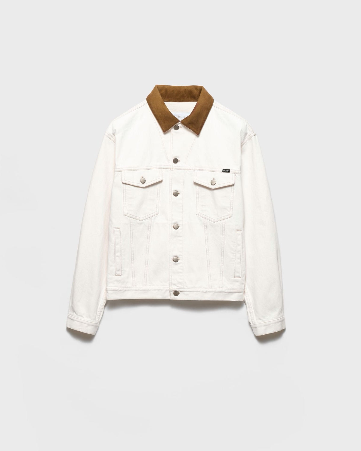 White Denim Contrast Collar Trucker - Men's