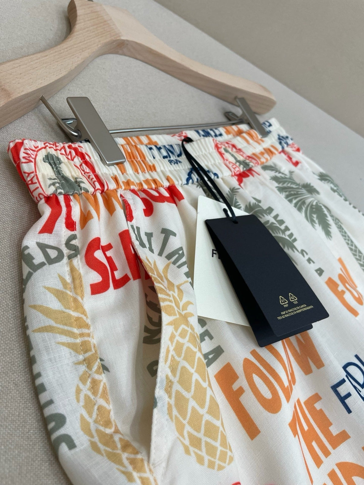 White Nylon Graphic Print Swim - Men's