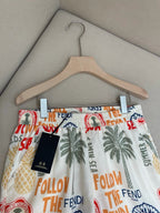 White Nylon Graphic Print Swim - Men's