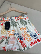 White Nylon Graphic Print Swim - Men's