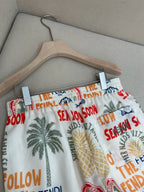 White Nylon Graphic Print Swim - Men's