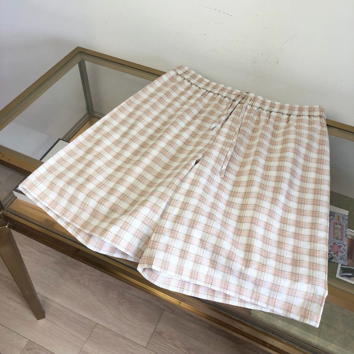 Cream Cotton Gingham Tailored - Men's