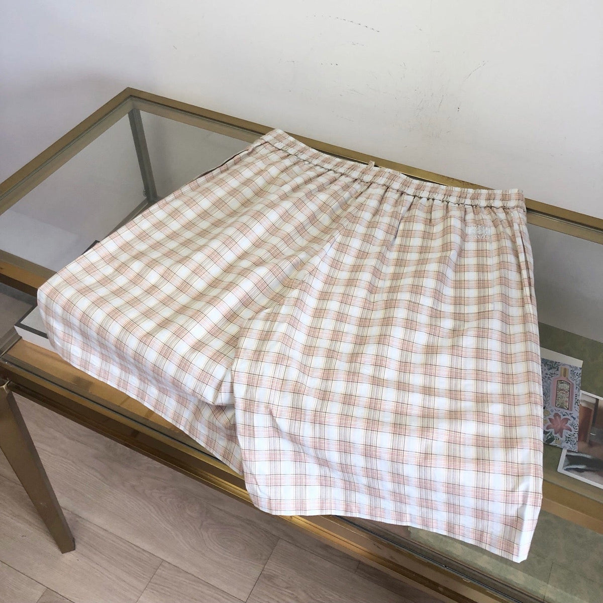Cream Cotton Gingham Tailored - Men's