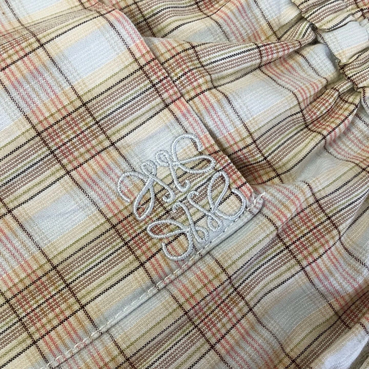 Cream Cotton Gingham Tailored - Men's