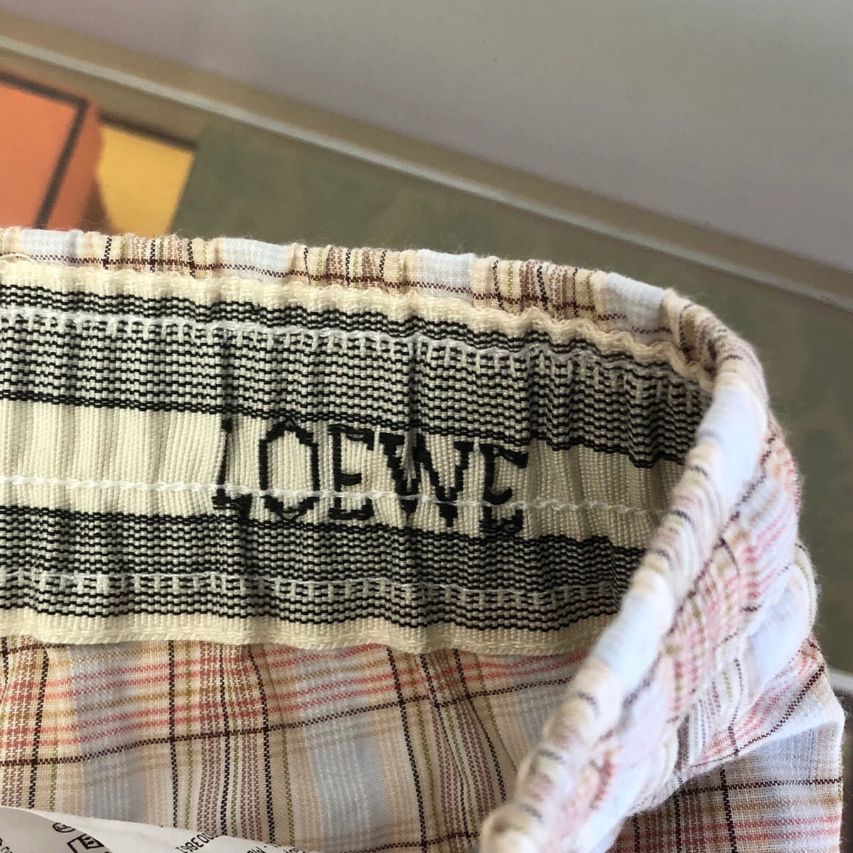 Cream Cotton Gingham Tailored - Men's